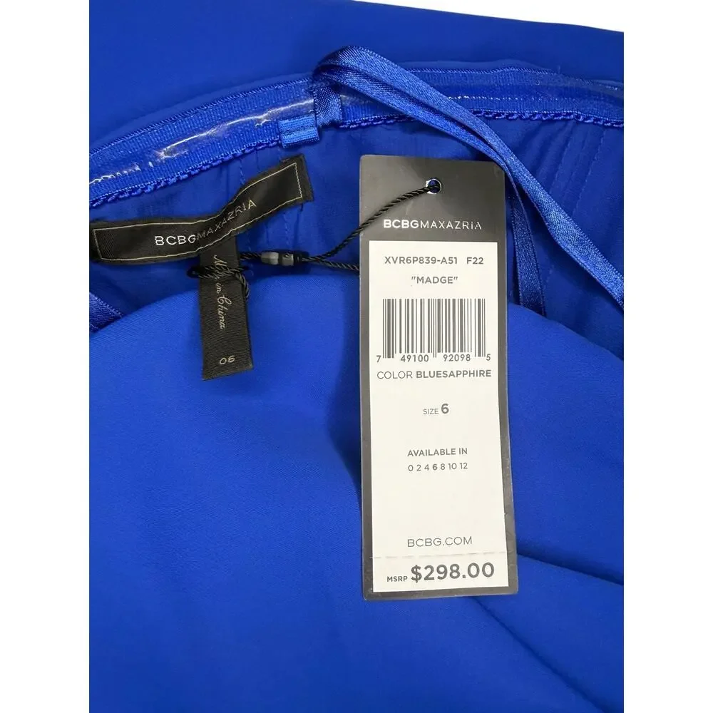BCBGMAXAZRIA Women’s 6 Strapless Ruched‎ Cocktail Dress Sapphire Blue NEW - Picture 8 of 9